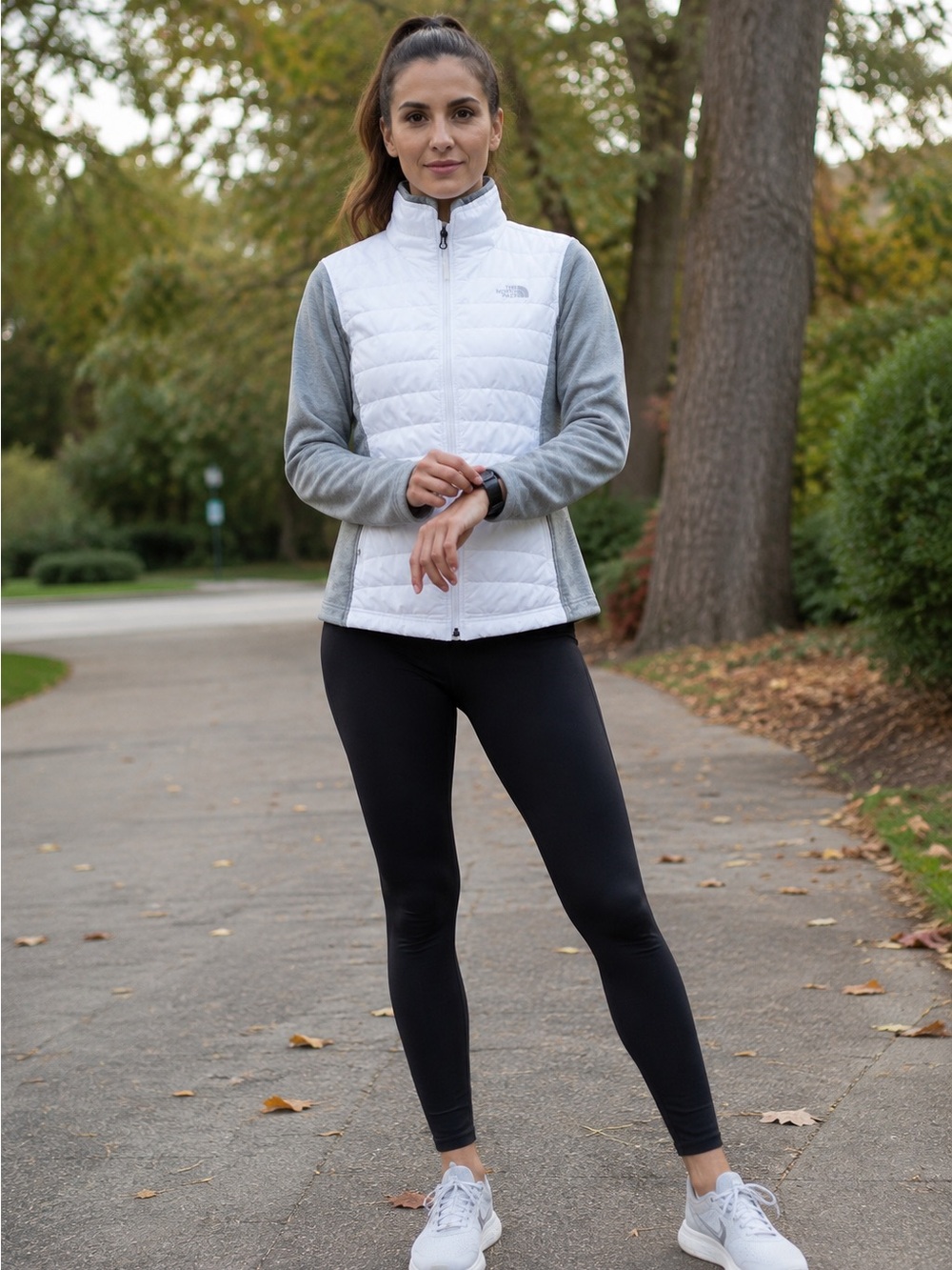 The North Face Women’s White Gray Quilted Hybrid Jacket